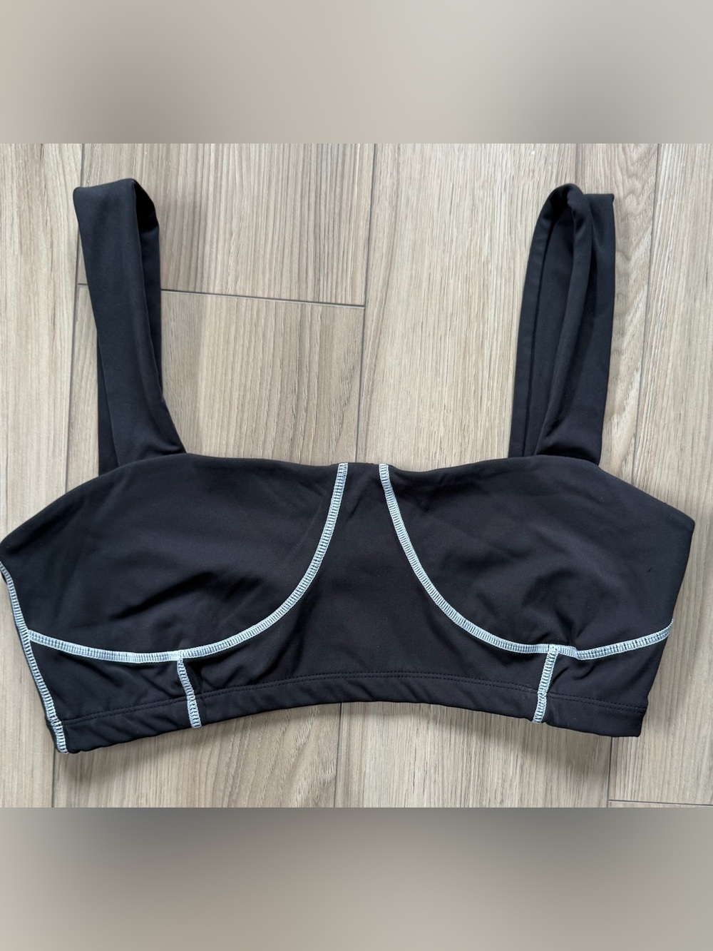 We Wore What Womens Black Corset Top Stretch No Padding Activewear Sports Bra M